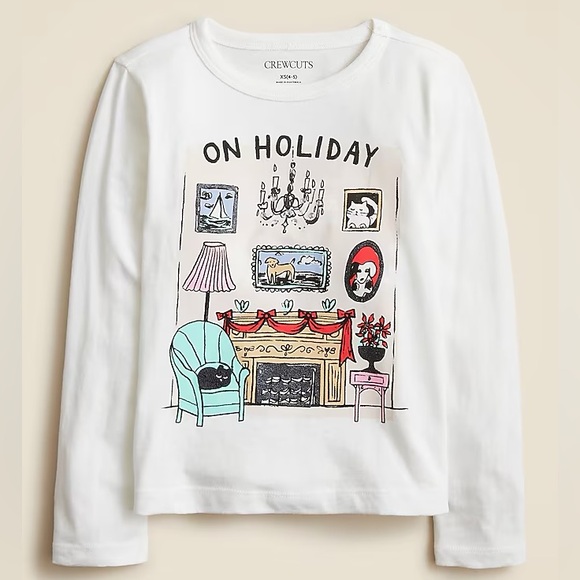 J.Crew Girls' Red Collared Sweater Lady Jacket—On Holiday Tee—Heart Sequin Tee - Picture 10 of 12
